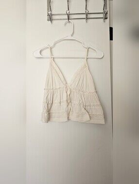 Urban Outfitters Women's Cream Lace-Trim Camisole Top